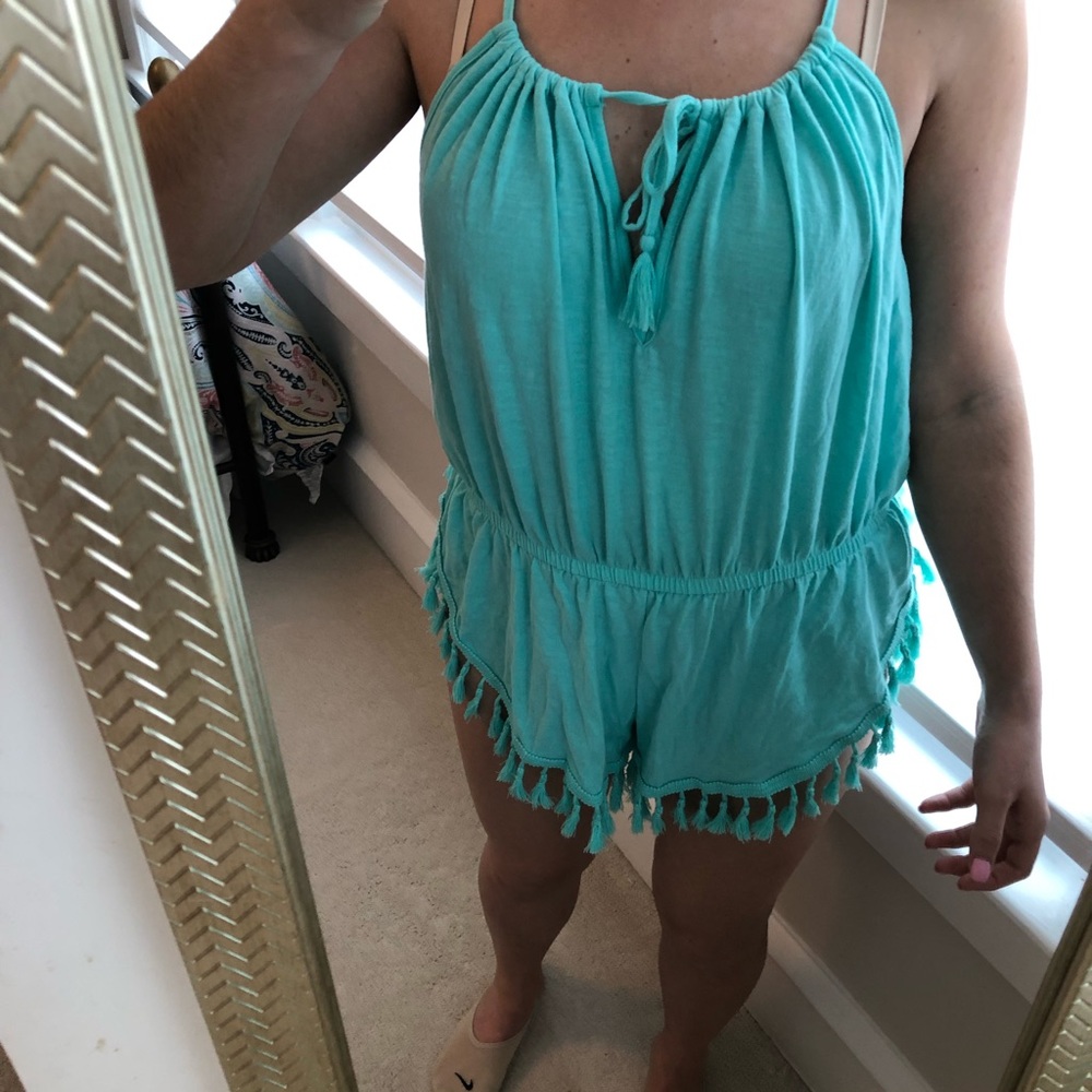 VS aqua/Tiffany blue romper/ beach coverup XS